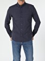 thumb-Afficher les détails de Chemise À Manches Longues Marine Slim Fit   Homme