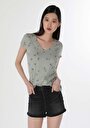 thumb-Afficher les détails de T-shirt À Manches Courtes Vert Slim Fit  Femme