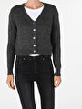 thumb-Afficher les détails de Cardigan Tricot Anthracite Regular Fit Femme