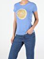 thumb-Afficher les détails de T-shirt À Manches Courtes Bleu Slim Fit  Femme