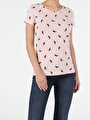 thumb-Afficher les détails de T-shirt À Manches Courtes Rose Slim Fit  Femme