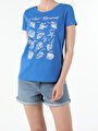 thumb-Afficher les détails de T-shirt À Manches Courtes Bleu Regular Fit  Femme