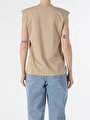 thumb-Afficher les détails de T-shirt À Manches Courtes Beige Regular Fit  Femme