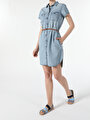 thumb-Afficher les détails de Robe Bleu Clair Regular Fit    Femme