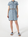 thumb-Afficher les détails de Robe Bleu Clair Regular Fit    Femme