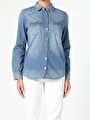 thumb-Afficher les détails de Chemise À Manches Longues Bleu Slim Fit   Femme