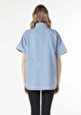 thumb-Afficher les détails de Chemise À Manches Courtes Bleu Clair  Regular Fit Femme