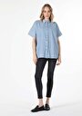 thumb-Afficher les détails de Chemise À Manches Courtes Bleu Clair  Regular Fit Femme