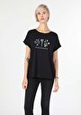 thumb-Afficher les détails de T-shirt À Manches Courtes Noir   Femme