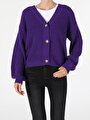 thumb-Afficher les détails de Cardigan Tricot Violet Regular Fit Femme
