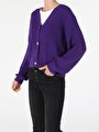 thumb-Afficher les détails de Cardigan Tricot Violet Regular Fit Femme