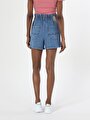 thumb-Afficher les détails de Short Denim Baggy Fit Femme