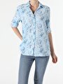 thumb-Afficher les détails de Chemise À Manches Longues Bleu Regular Fit   Femme