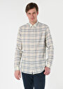 thumb-Afficher les détails de Chemise À Manches Longues Blanc Regular Fit Plaid Lin Homme