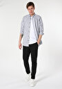 thumb-Afficher les détails de Chemise À Manches Longues Anthracite Regular Fit Rayé Lin Homme