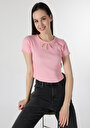 thumb-Afficher les détails de T-shirt À Manches Courtes Rose Slim Fit  Femme