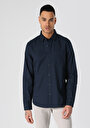 thumb-Afficher les détails de Chemise À Manches Longues Marine Slim Fit   Homme