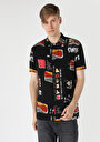thumb-Afficher les détails de Chemise À Manches Courtes Noir Imprimé Regular Fit Homme