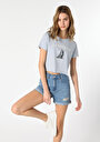 thumb-Afficher les détails de T-shirt À Manches Courtes Bleu Regular Fit  Femme