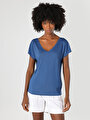 thumb-Afficher les détails de T-shirt À Manches Courtes Bleu Regular Fit  Femme