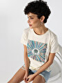 thumb-Afficher les détails de T-shirt À Manches Courtes Ecru Regular Fit  Femme