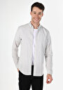 thumb-Afficher les détails de Chemise À Manches Longues Gris Slim Fit Rayé Oxford Homme