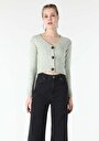 thumb-Afficher les détails de Cardigan Tricot Vert Slim Fit Femme