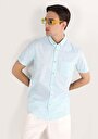 thumb-Afficher les détails de Chemise À Manches Courtes Vert Droit Slim Fit Homme