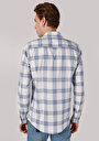 thumb-Afficher les détails de Chemise À Manches Longues Bleu Slim Fit Plaid Popeline Homme