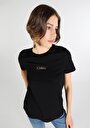 thumb-Afficher les détails de T-shirt À Manches Courtes Noir Regular Fit Imprimé Femme