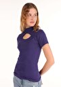 thumb-Afficher les détails de T-shirt À Manches Courtes Violet Slim Fit  Femme