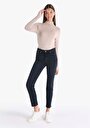 thumb-Afficher les détails de 703 Carla Pantalon Bleu Foncé Straight Leg Medium Rise En  Slim Fit Femme