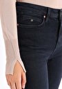thumb-Afficher les détails de 703 Carla Pantalon Bleu Foncé Straight Leg Medium Rise En  Slim Fit Femme