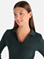 thumb-Afficher les détails de T-shirt À Manches Longues Vert Slim Fit  Femme
