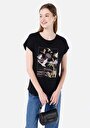 thumb-Afficher les détails de T-shirt À Manches Courtes Noir Regular Fit Imprimé Femme