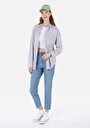 thumb-Afficher les détails de Chemise À Manches Longues Bleu Relaxed Fit Plaid Uni Femme