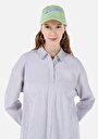 thumb-Afficher les détails de Chemise À Manches Longues Bleu Relaxed Fit Plaid Uni Femme