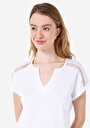 thumb-Afficher les détails de T-shirt À Manches Courtes Blanc Regular Fit Droit Femme