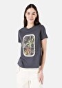 thumb-Afficher les détails de T-shirt À Manches Courtes Anthracite Regular Fit Imprimé Femme
