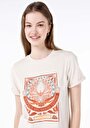 thumb-Afficher les détails de T-shirt À Manches Courtes Ecru Regular Fit Imprimé Femme
