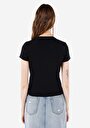 thumb-Afficher les détails de T-shirt À Manches Courtes Noir Slim Fit Imprimé Femme