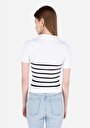 thumb-Afficher les détails de T-shirt À Manches Courtes Blanc Slim Fit Rayé Femme