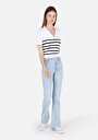 thumb-Afficher les détails de T-shirt À Manches Courtes Blanc Slim Fit Rayé Femme