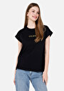 thumb-Afficher les détails de T-shirt À Manches Courtes Noir Regular Fit Imprimé Femme