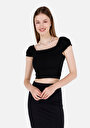thumb-Afficher les détails de T-shirt À Manches Courtes Noir Slim Fit Droit Femme