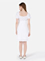 thumb-Afficher les détails de Robe Blanc Regular Fit Manches Courtes Mini Jacquard Femme