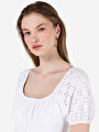thumb-Afficher les détails de Robe Blanc Regular Fit Manches Courtes Mini Jacquard Femme