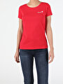 thumb-Afficher les détails de T-shirt À Manches Courtes Rouge Slim Fit  Femme