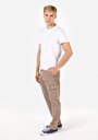 thumb-Afficher les détails de Pantalon Beige Straight Leg Medium Rise En Sergé Comfort Fit Homme