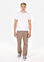 thumb-Afficher les détails de Pantalon Beige Straight Leg Medium Rise En Sergé Comfort Fit Homme